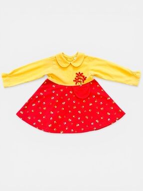 Buster Brown Yellow Top Red Floral Skirt Dress